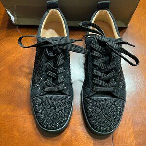 Christian Louboutin Men's Black Louis Junior Strass Embellished Trainers